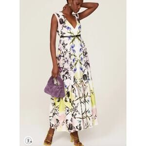 Bibhu Mohapatra Floral Tiered Ruffle Maxi Dress XS Cottage Cotton Sundress $475